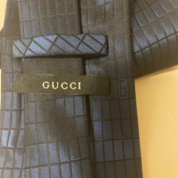 Gucci Gg Pattern Tie Made In Italy Silk Thick Black mens tie, long. - Picture 8 of 12